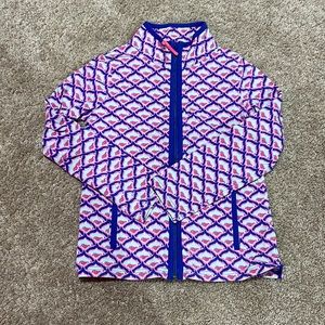 pink blue and teal zip up jacket